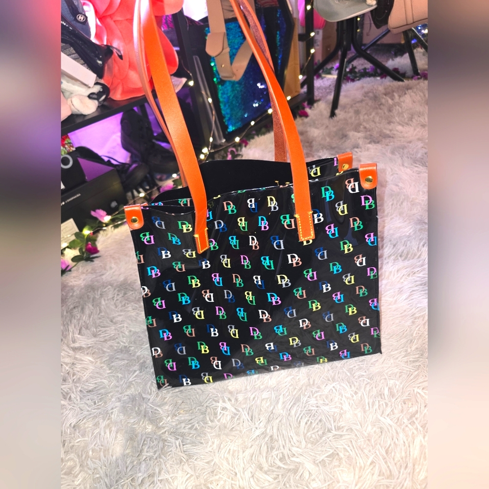Dooney & Bourke Multicolor Logo Black Shoulder Bag EUC!